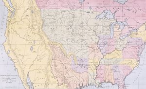 Mapa przedstawiająca lokalizacje plemion indiańskich w USA w 1833 r., ilustracja z „The Indian Tribes of North America, Vol.3”, Thomasa L. McKenneya i Jamesa Halla, wyd. autorstwa Johna Granta (kolor litho